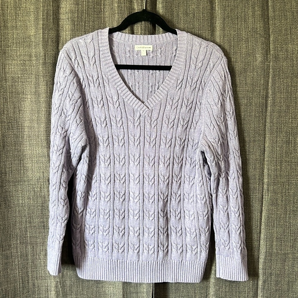 Croft & barrow lavender knit vneck sweater cotton size XL